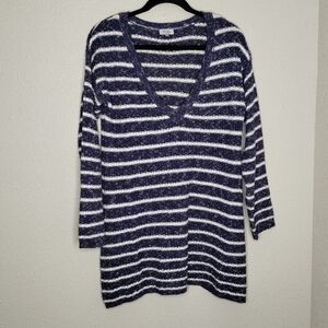 Tobi White and Blue Striped Knit Sweater Women's Size Small